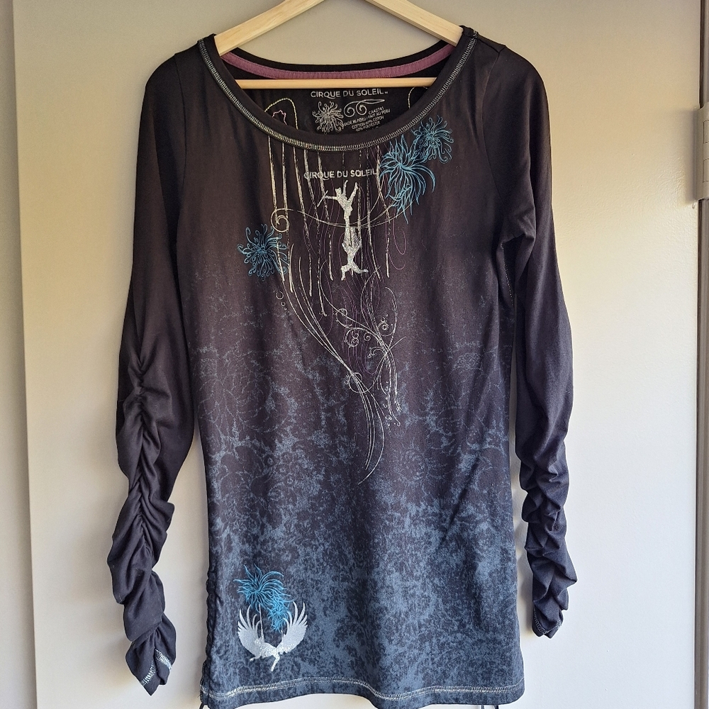 Vintage Y2K Cirque du Soleil Long Sleeve Graphic Art Top Womens Size L
